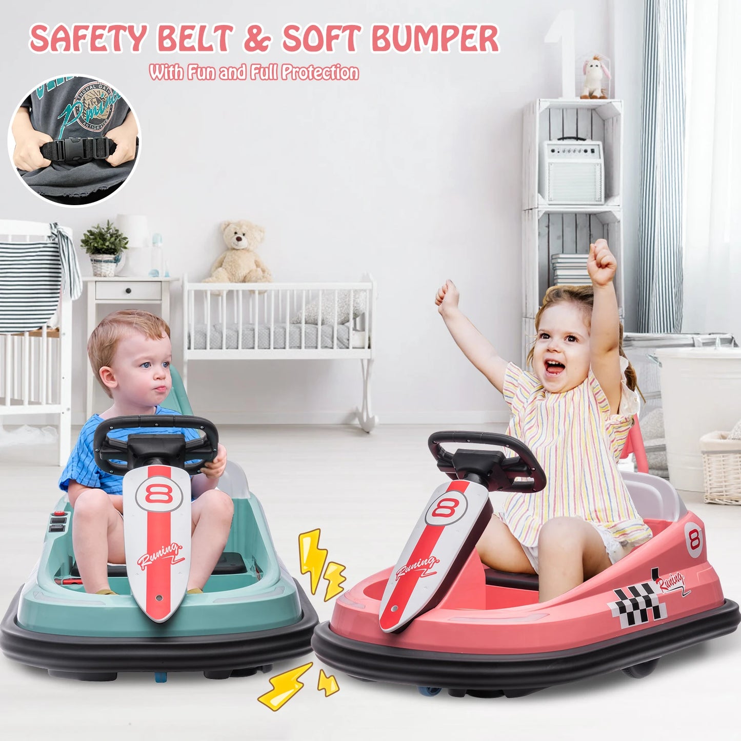 Studyset Toddler Bumper Car 6V Ride On 1.9 MPH Lights