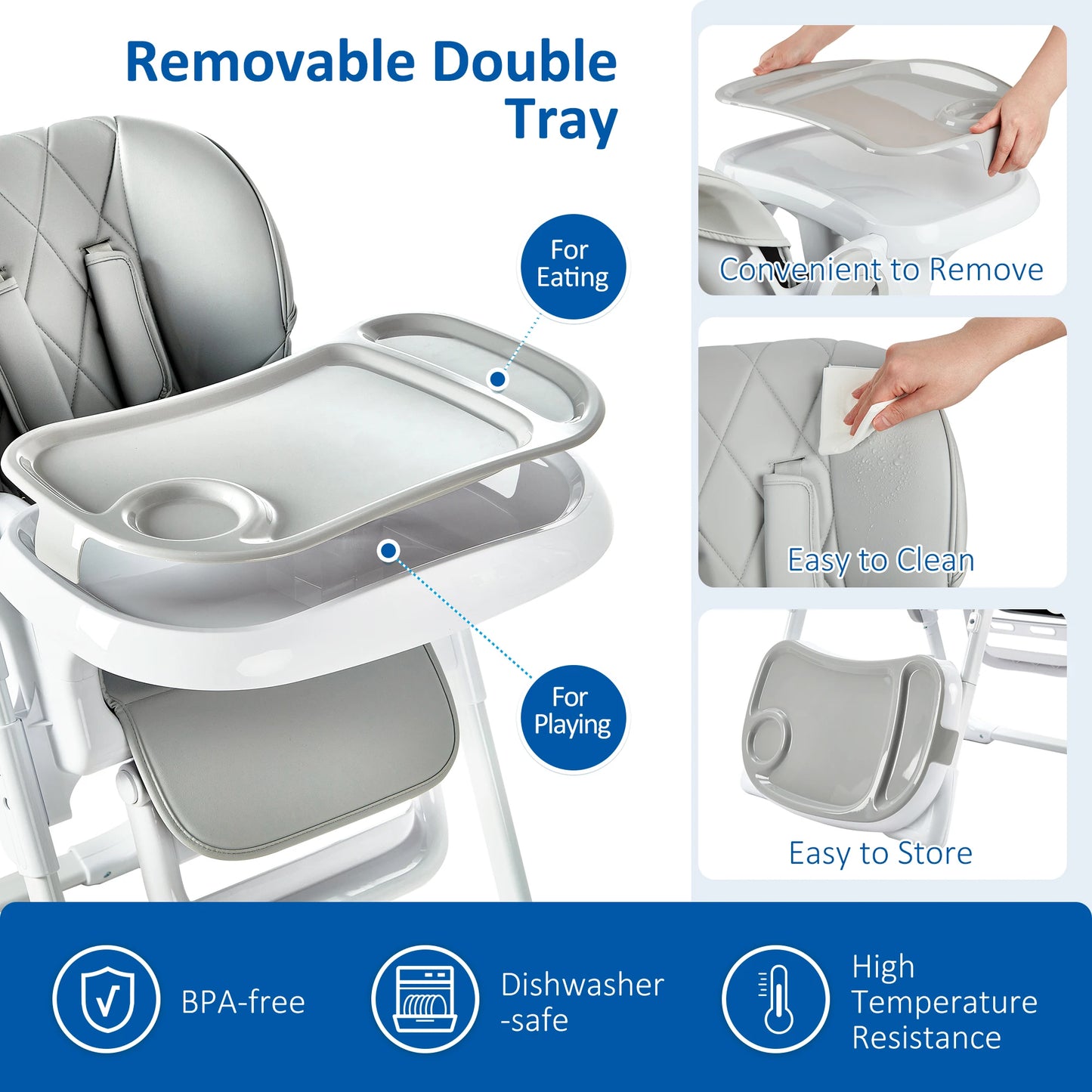 Multifunctional Baby High Chair With Adjustable Height And Recline