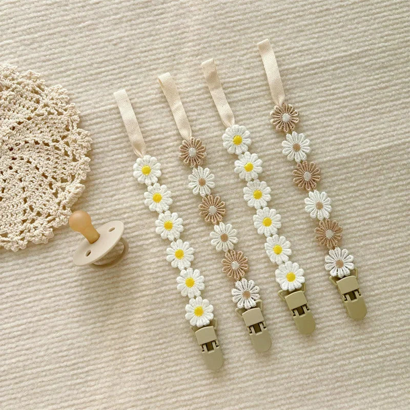 Daisy Pacifier Clips for Baby Anti Drop Chain Clip