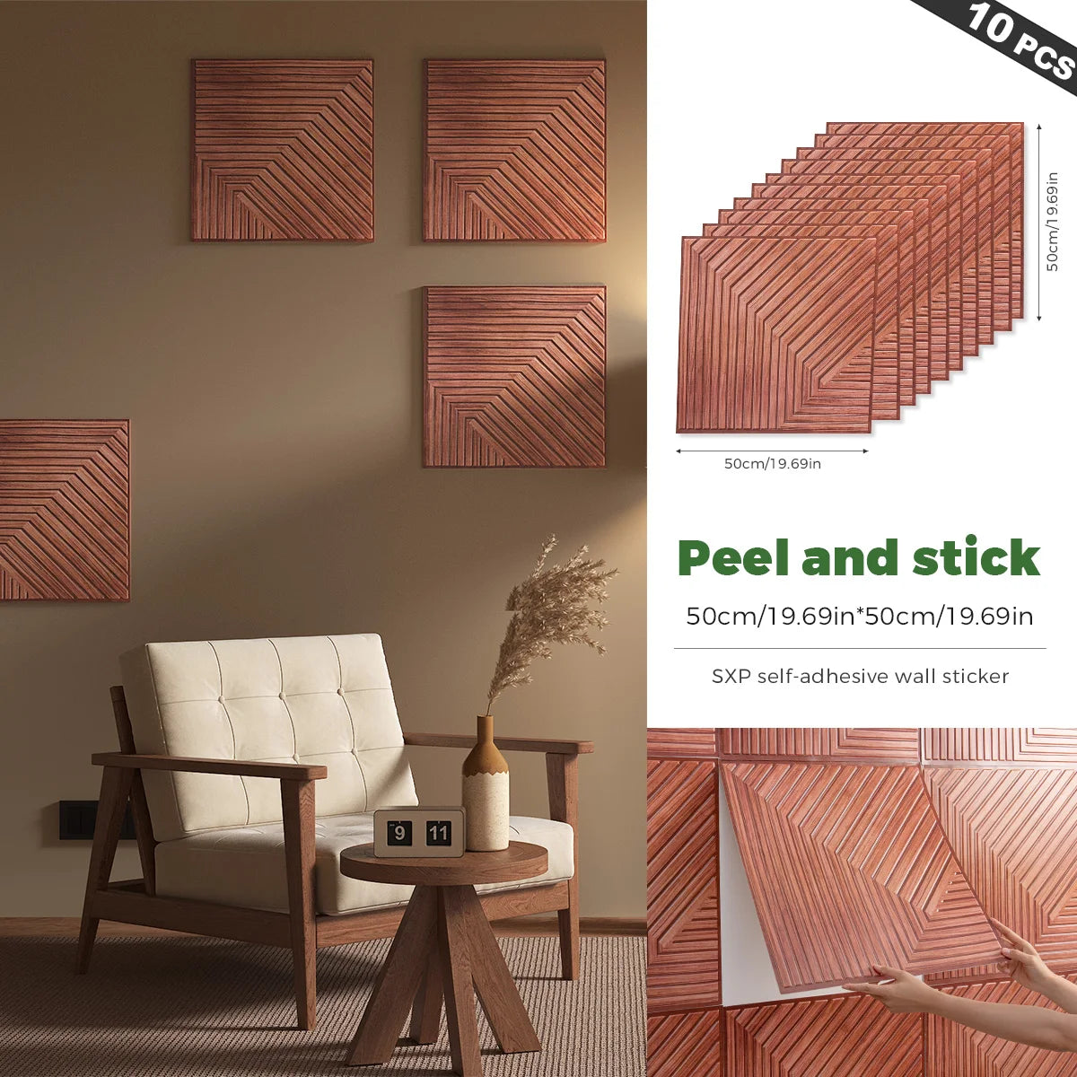 10Pcs SXP 3D Foam Wall Decors Self-Adhesive Wallpaper Sound Proofing Panels Photo Wall Decor 19.69x19.69inch(2.69sq.ft)
