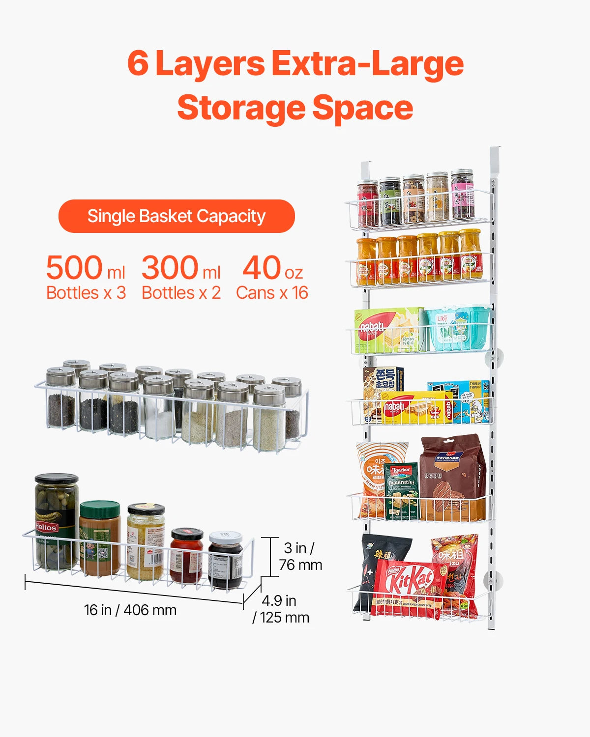 SucceBuy Over The Door Hanging Pantry Organizer Heavy Steel Rack