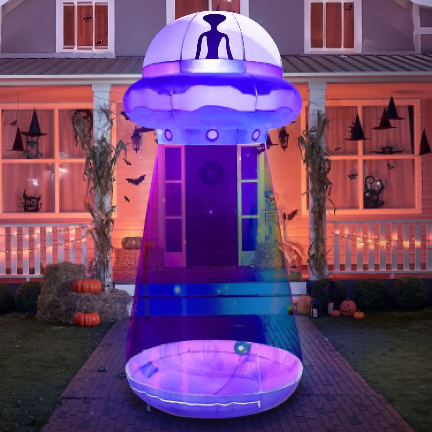 Joyfy Halloween Inflatable UFO Decoration With Built In LEDs Outdoor