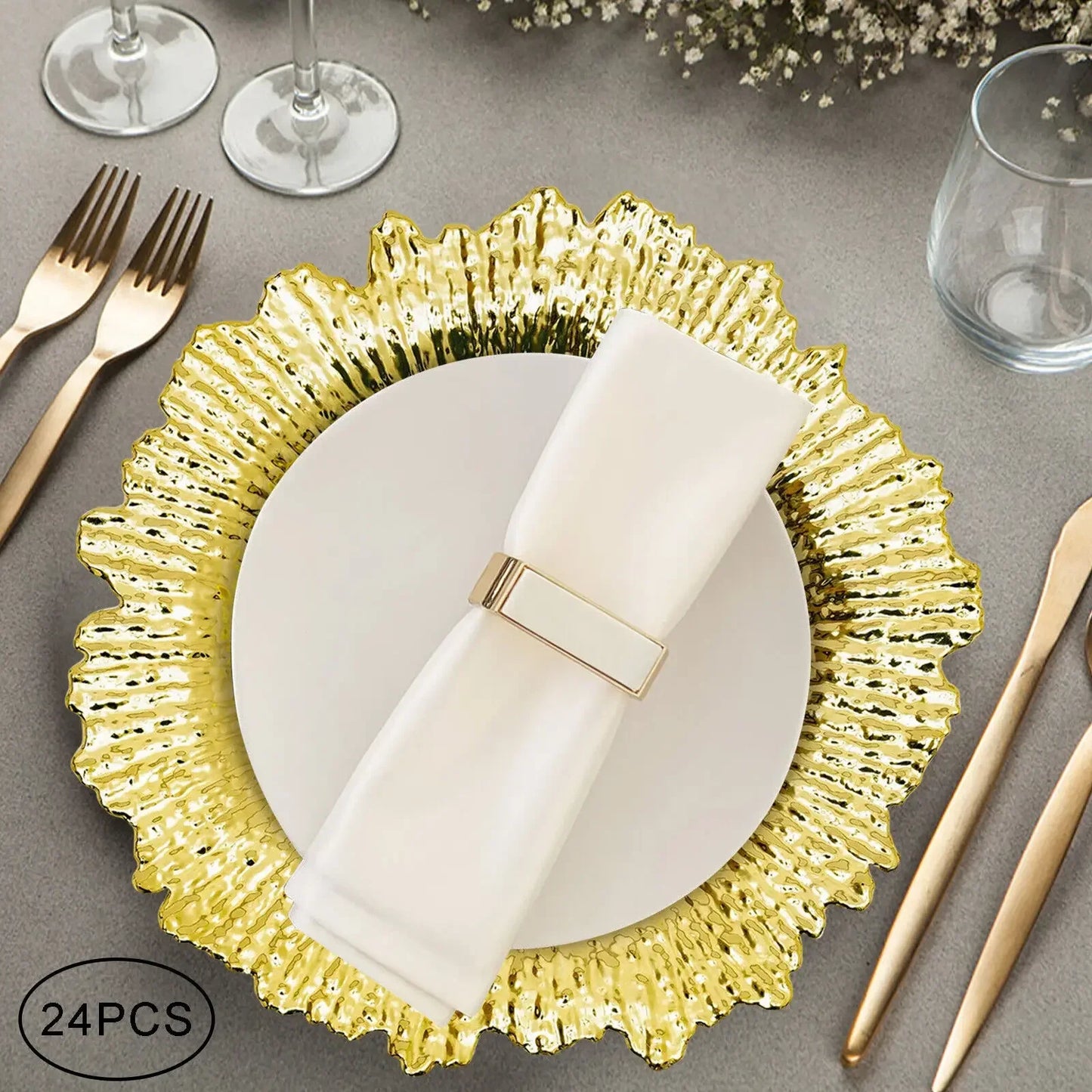 24Pcs Charger Plate Set For Wedding Table Decor