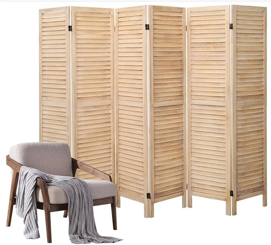 Six Panel Wood Room Divider Freestanding Privacy Screen Home Office