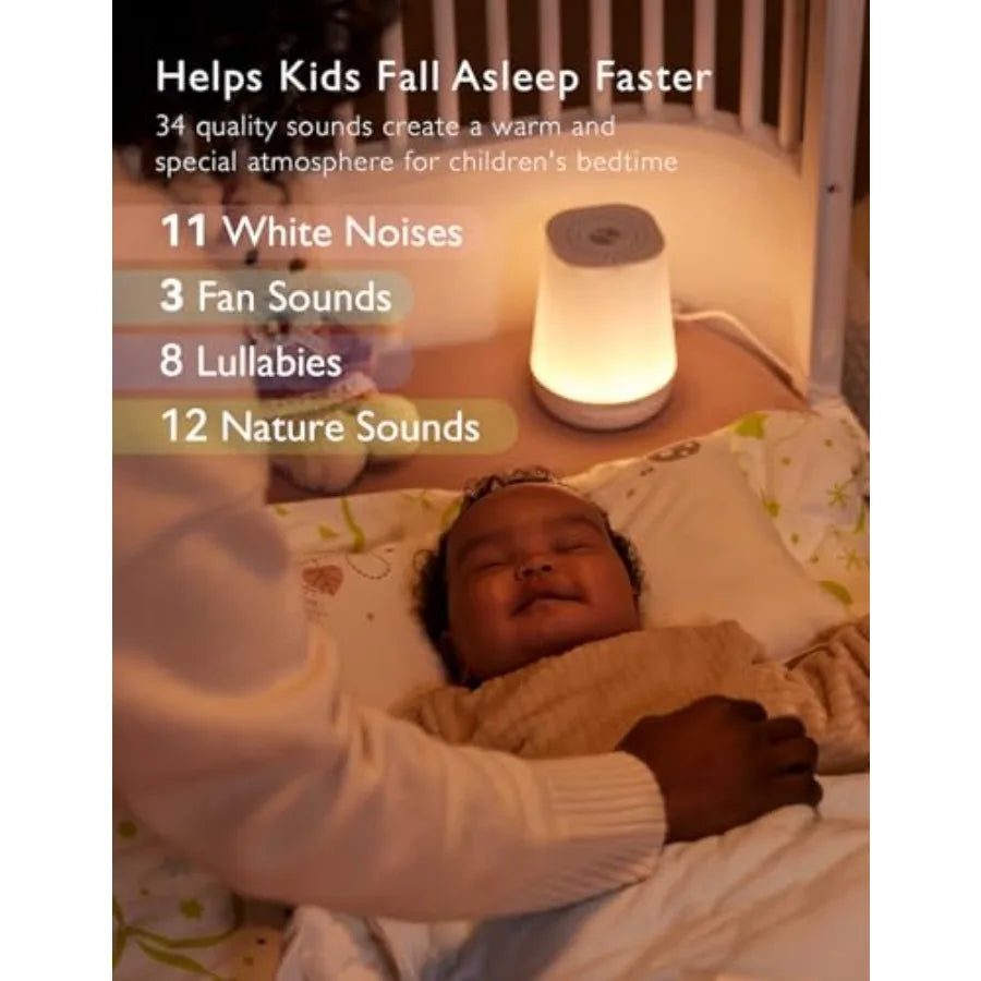 Baby Sound Machine, White Noise Machine for Baby Sleeping with Night Light, Toddler Sleep Trainer 34 Soothing Sleep Sounds, Tim