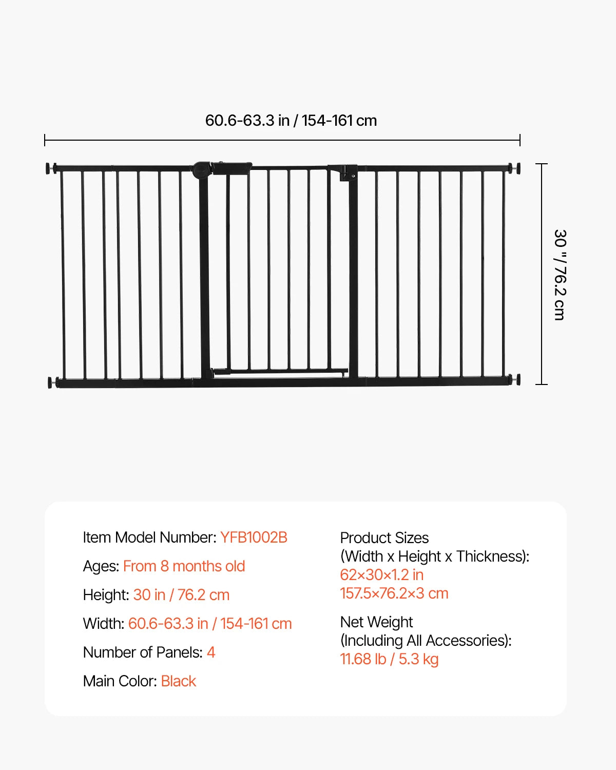 SucceBuy Walk Through Baby Gate Pressure Mount Doorway Safety Barrier