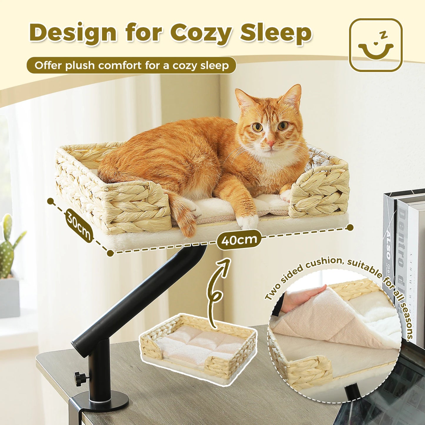 PAWZ Road Cat Desk Bed 360-Degree Rotatable Stand Plush Hammock