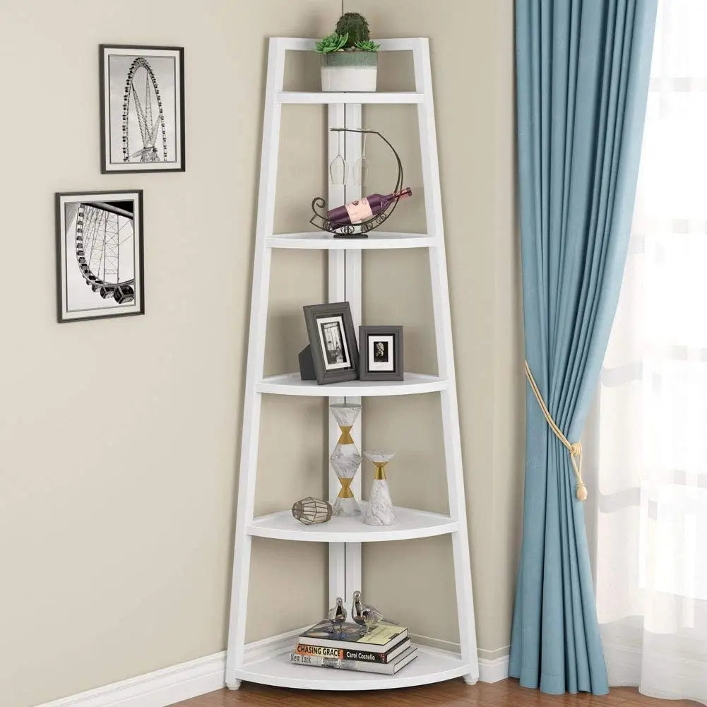 5 Tier Corner  Bookcase, 70 inch Tall Corner Shelves Standing Shelving Unit Indoor Plant Stand for Living Room, Home Office