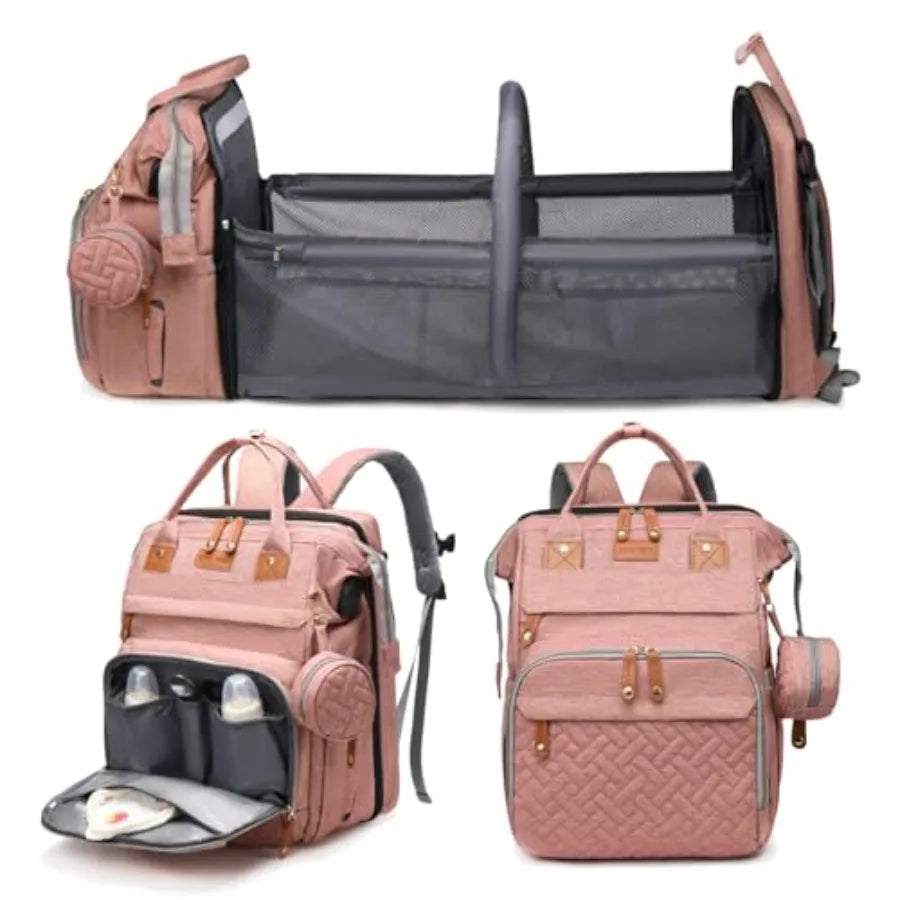 Jeryswet Baby Diaper Bags with Changing Station, Waterproof Large Capacity Diaper Bag Backpack for Moms Dads with USB Charging