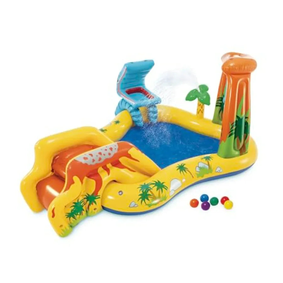 Inflatable Dinosaur Water Park Play Center With Slide And Sprayer