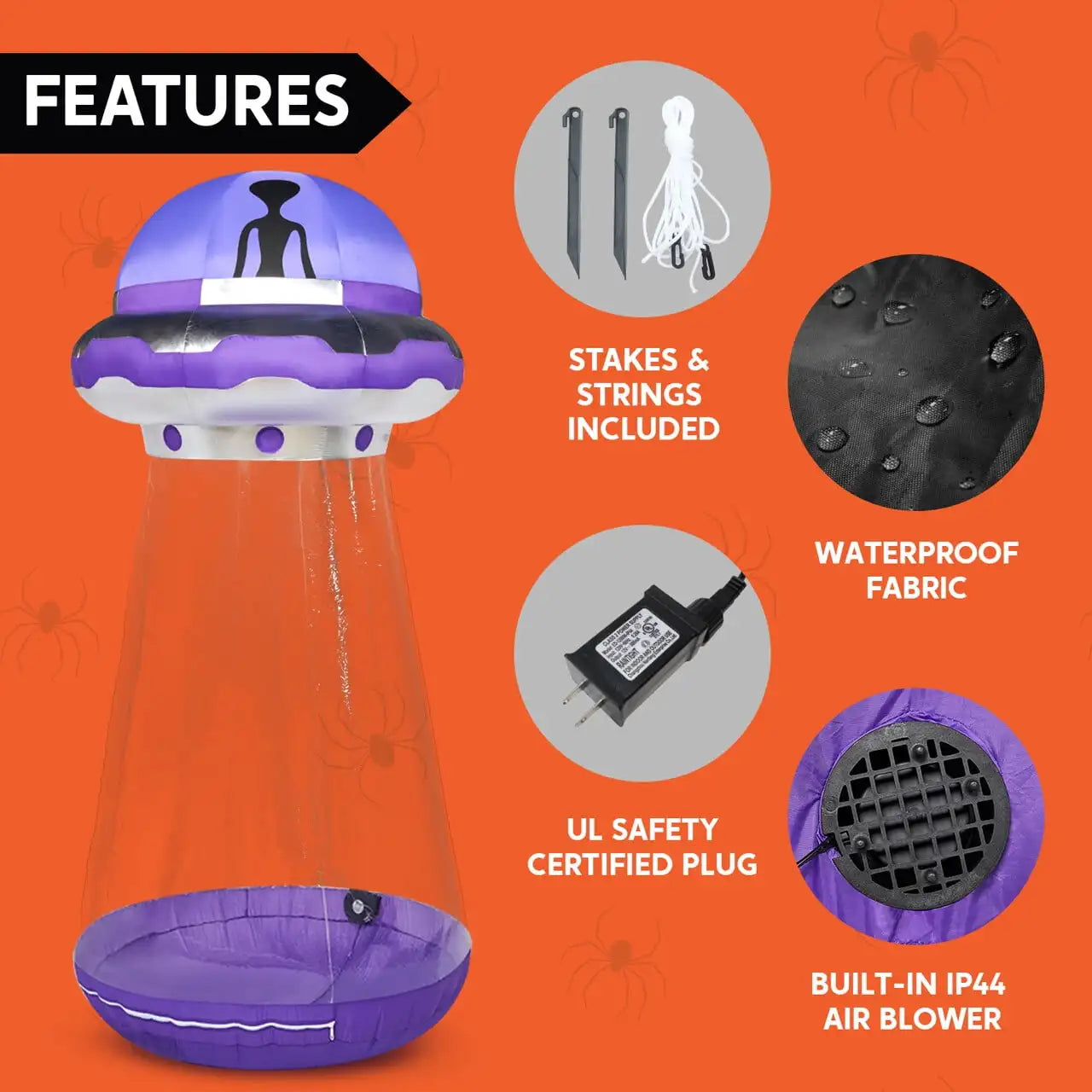 Joyfy Halloween Inflatable UFO Decoration With Built In LEDs Outdoor
