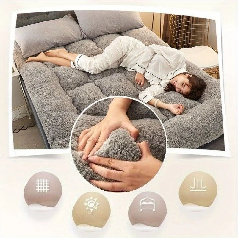Sherpa Mattress Topper, Thickened, Warm, Skin-Friendly And Soft Naked Sleeping Mattress, Dormitory Single Bed Single Apartment S