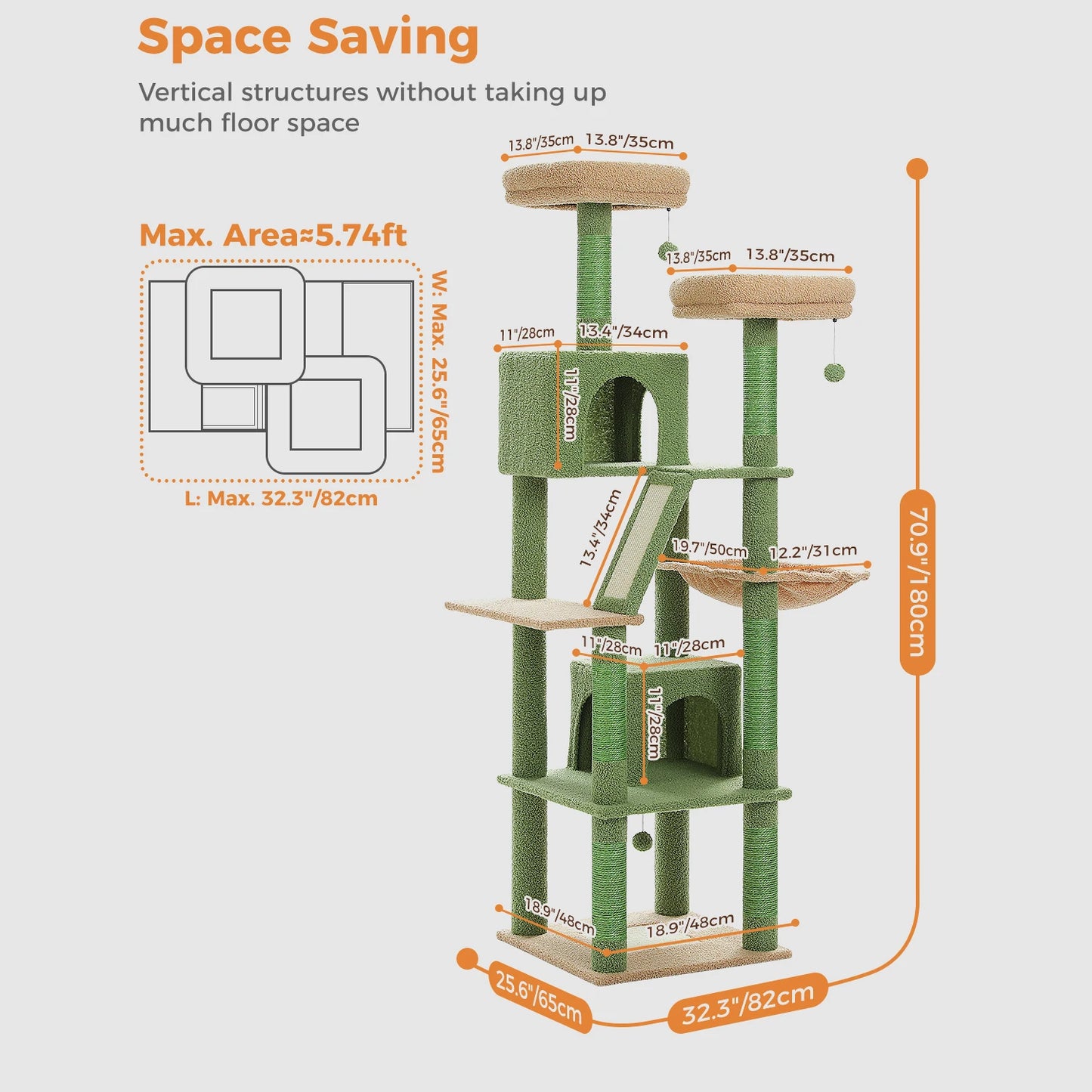 Multi-Level Cat Tree Tower with Scratching Posts, Condo, Hammock, Cat Scratching Board,Cat Accessories,Cat Furniture,Indoor Cats