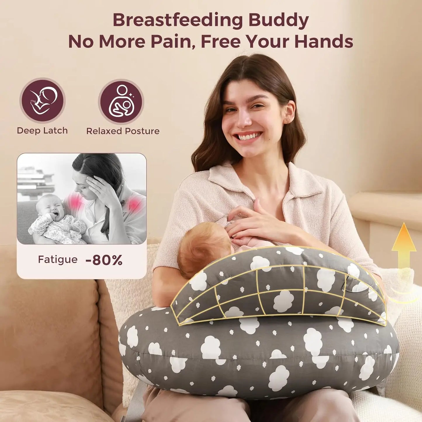 Breastfeeding Nursing Pillow With Safety Fence Removable Cover