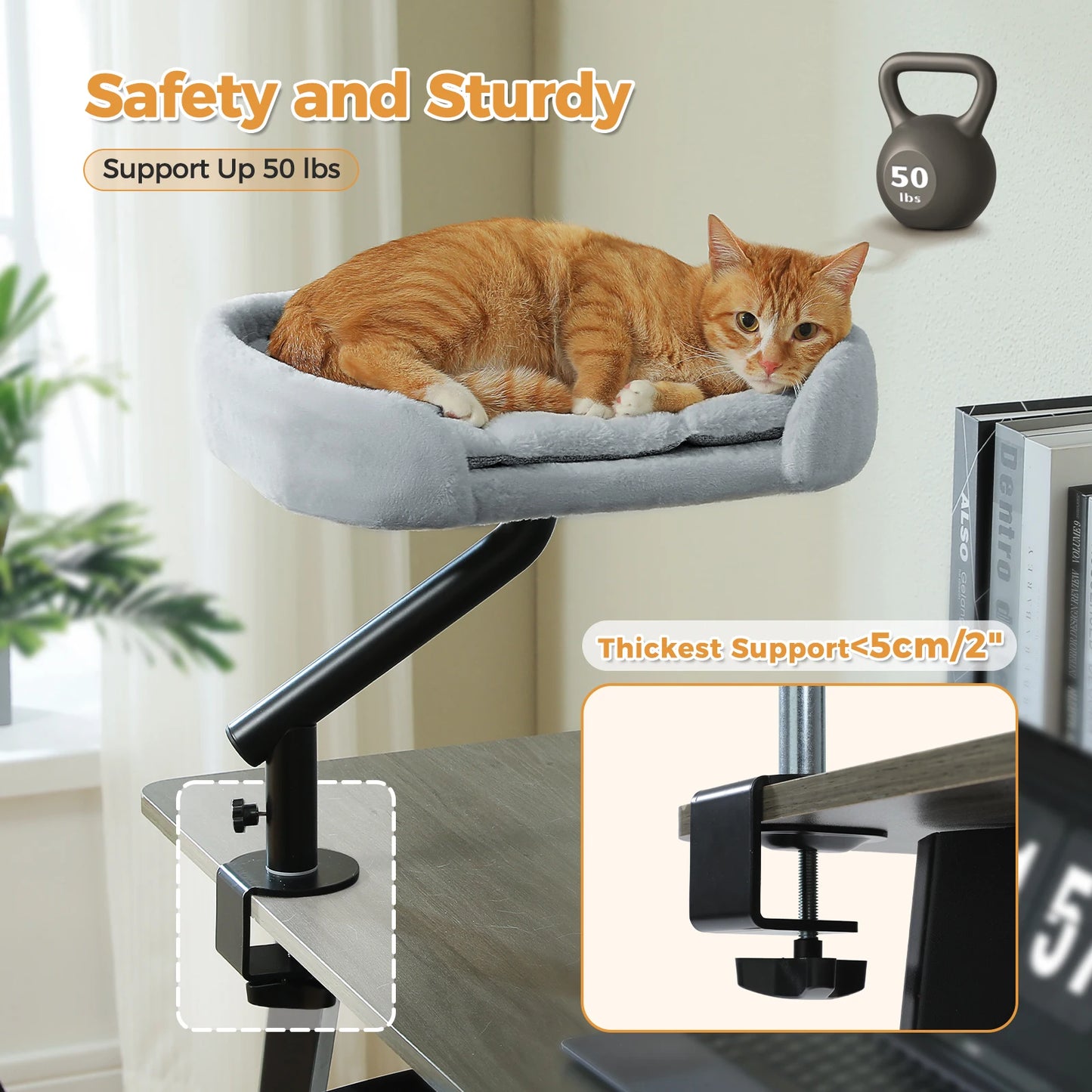 PAWZ Road Cat Desk Bed 360-Degree Rotatable Stand Plush Hammock