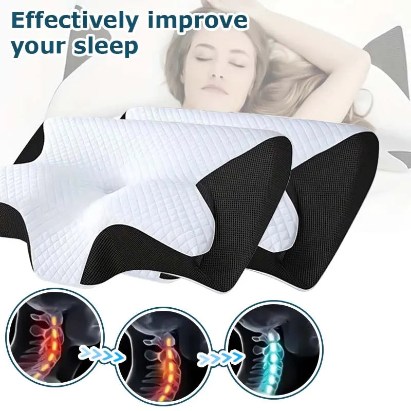 Necessities with Butterfly，Soft Neck Support Massage Pillow, A Slow Rebound Pillow, Deep Sleep Neck Pillow, Suitable for Comfort