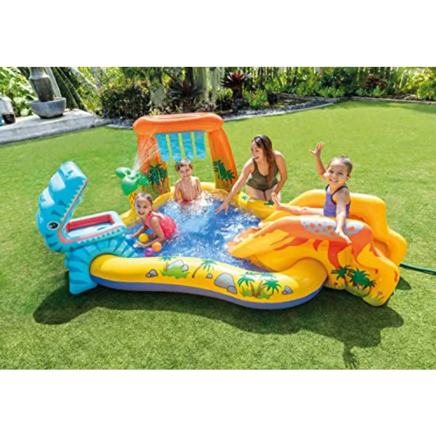 Inflatable Dinosaur Water Park Play Center With Slide And Sprayer