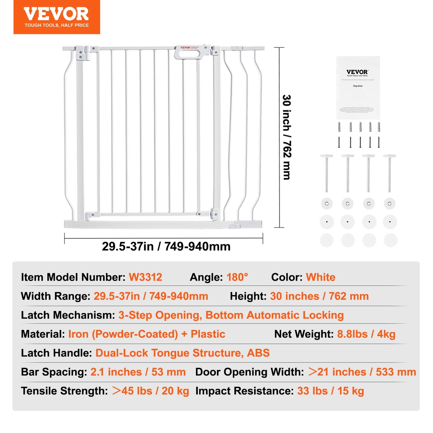 SucceBuy Walk Through Baby Gate Pressure Mount Doorway Safety Barrier