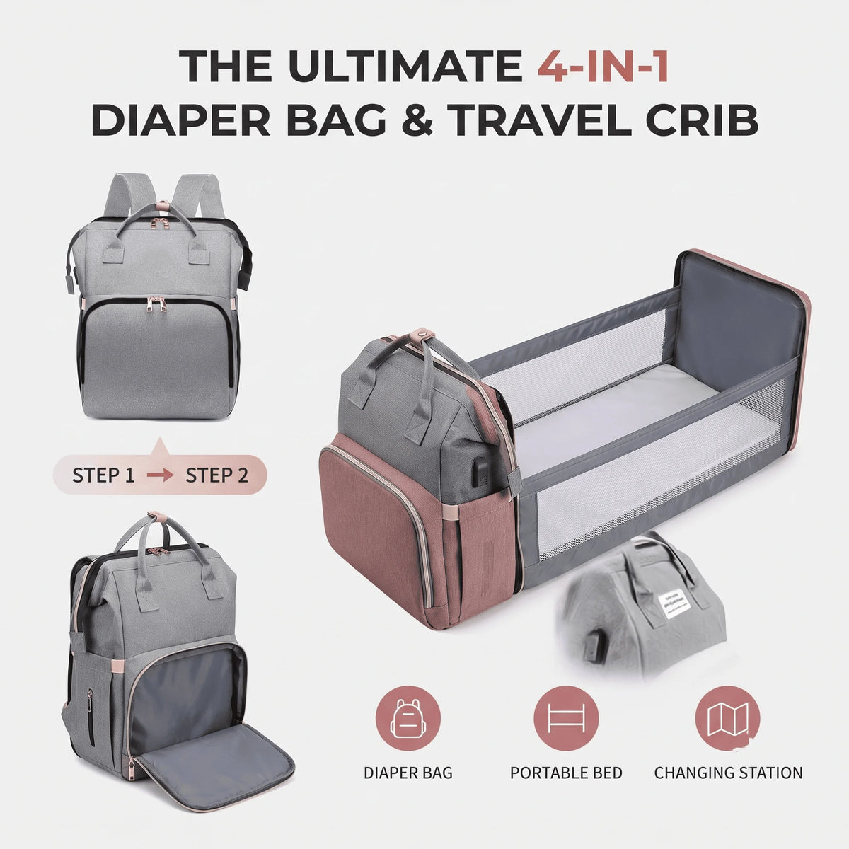 Multi Functional Diaper Backpack With Usb Port And Insulated Organizers