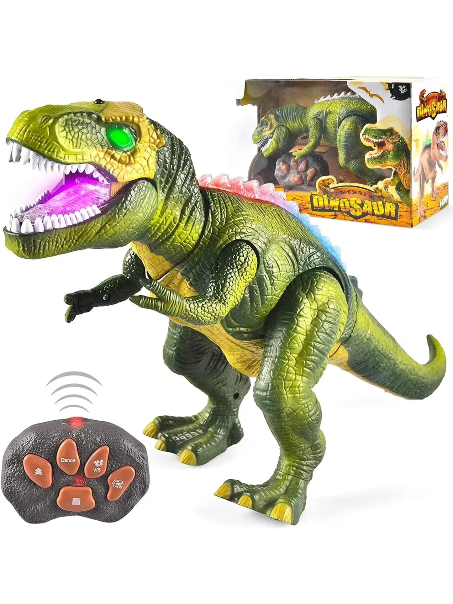 Joyfy Remote Control Walking Dinosaur Robot Toy Lights And Sounds