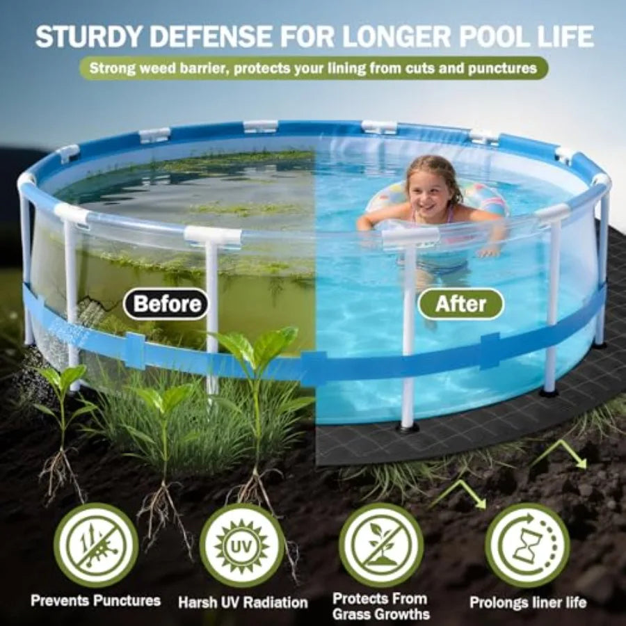 15 FT Round Pool Liner Pad for Above Ground Swimming Pool, Polyethylene Material, Black, Light-Proof and Waterproof Protection
