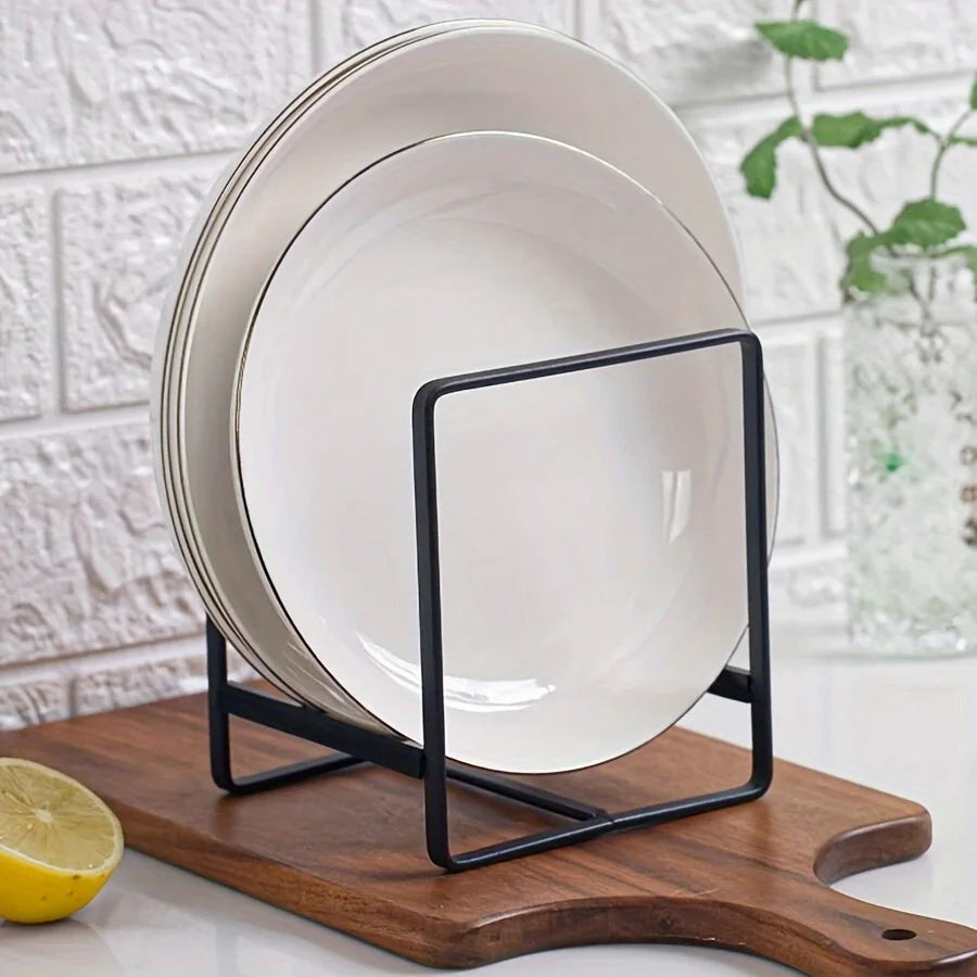 Space Saving Stainless Steel Dish Rack For Plates And Lids