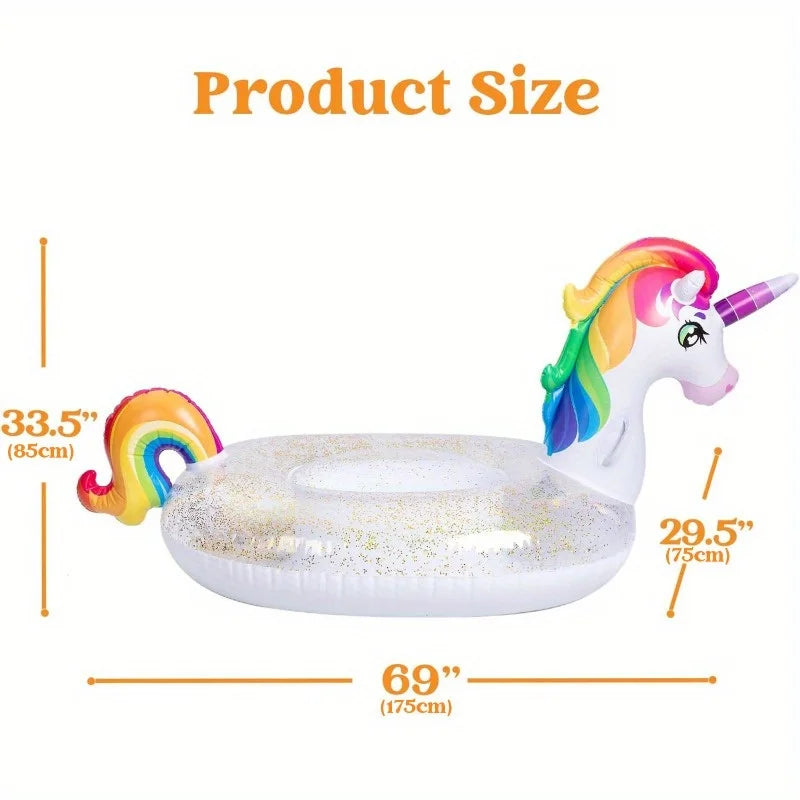 Unicorn Pool Float With Glitter And Sparkle Accents
