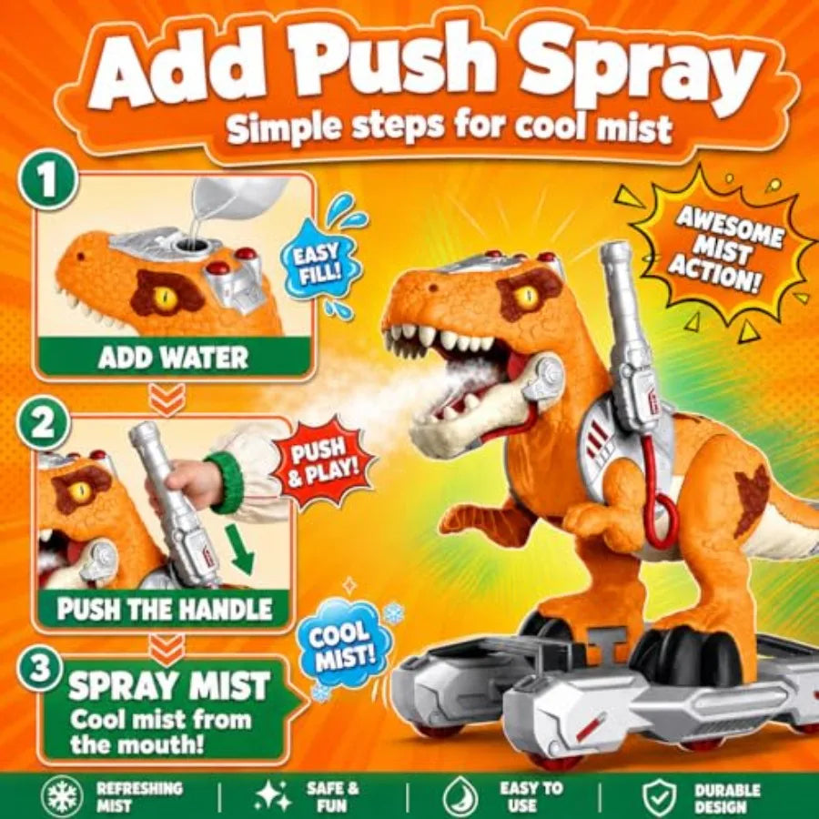 Dinosaur Ride-On Scooter for Toddlers ABS Plastic, Orange, Electric Push Ride Foot-to-Floor Sliding Toy with Music, Lights, Mis