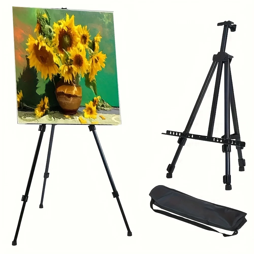 Adjustable Height Tripod Easel - Portable, Retractable with Foldable Tripod and Carrying Bag, Sturdy Base for Outdoor Sketching,