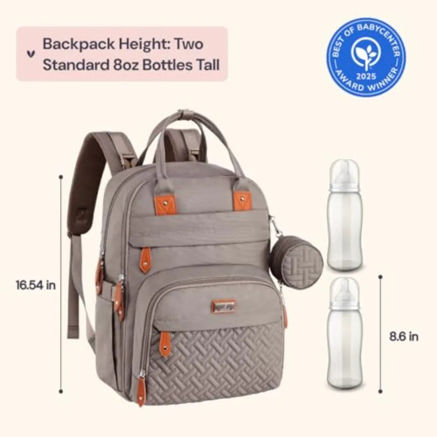 BabbleRoo Diaper Bag Backpack - Baby Essentials Travel Tote - Multi Function Water Resistant Diaper Bag Travel Essentials Baby