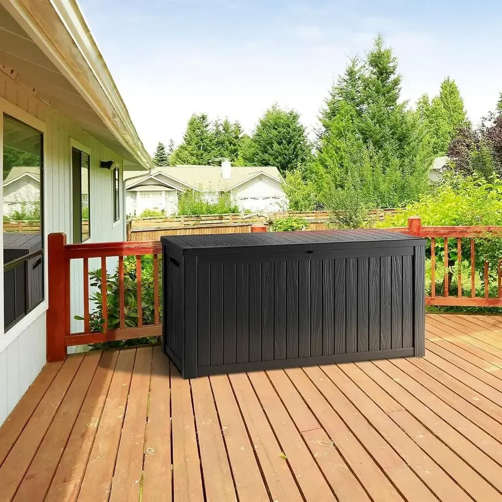 270 Gallon Waterproof UV-Resistant Outdoor Storage Box for Deck, Cushions, and Pool Accessories - Black