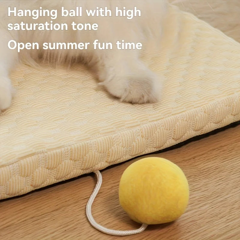 Self Cooling Cat Bed With Ice Silk Fabric And Washable Cover