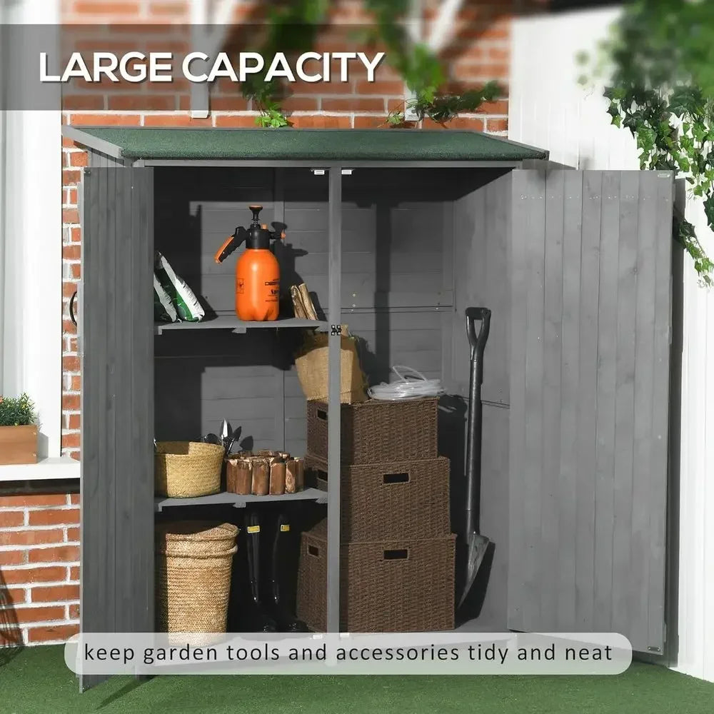 Weatherproof Outdoor Storage Cabinet with Lockable Door and 3 Tier Shelves for Garden, Lawn, and Backyard, Gray