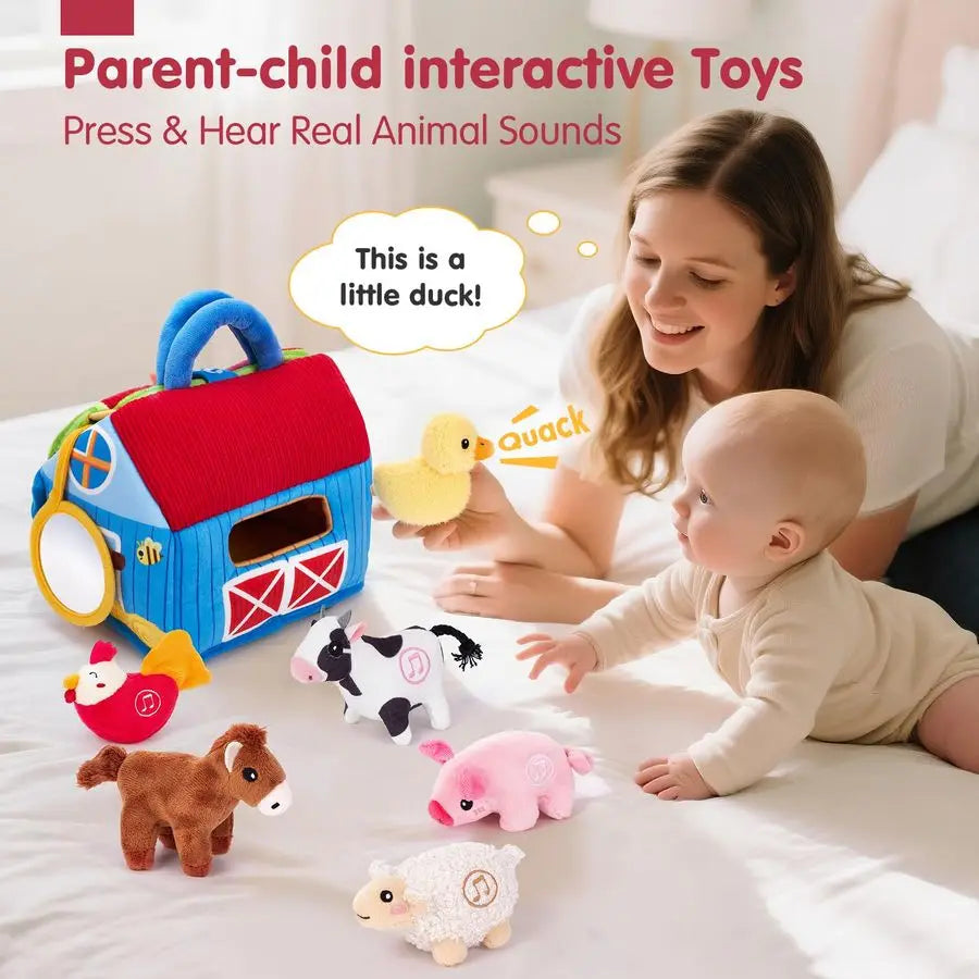 Baby Toys 612 Months Surprise Barn with Stuffed Farm Animals with Real Sounds Montessori Toys for 6 Month Old Baby 1 Year Old Bo