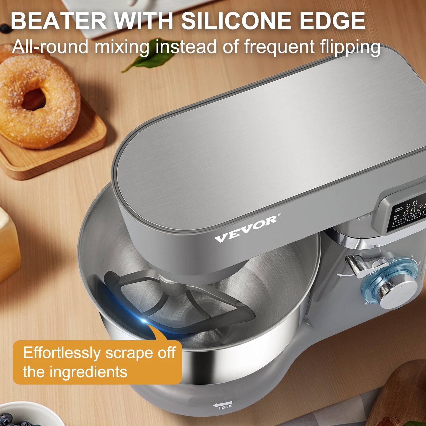 VEVOR Stand Mixer With 6 Speed LCD Screen For Kitchen