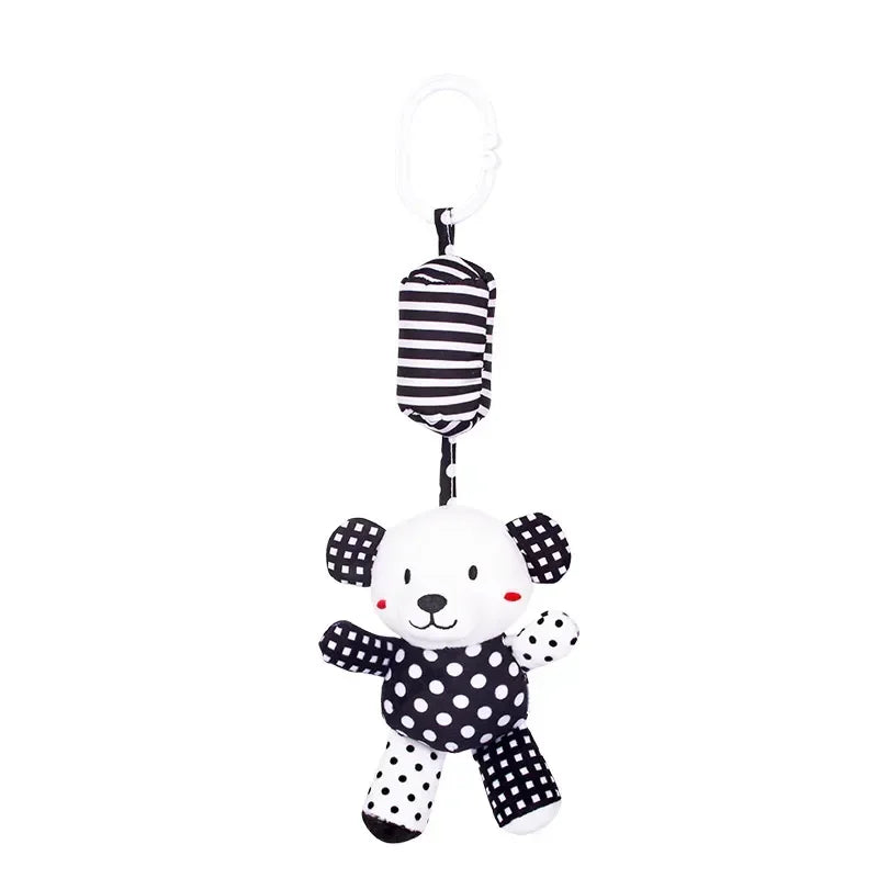 Stroller Bed Hanging Bell Plush Doll Baby Infant Rattles Newborn Black White Visual Grab Ability Training Toys Игрушки Для Детей