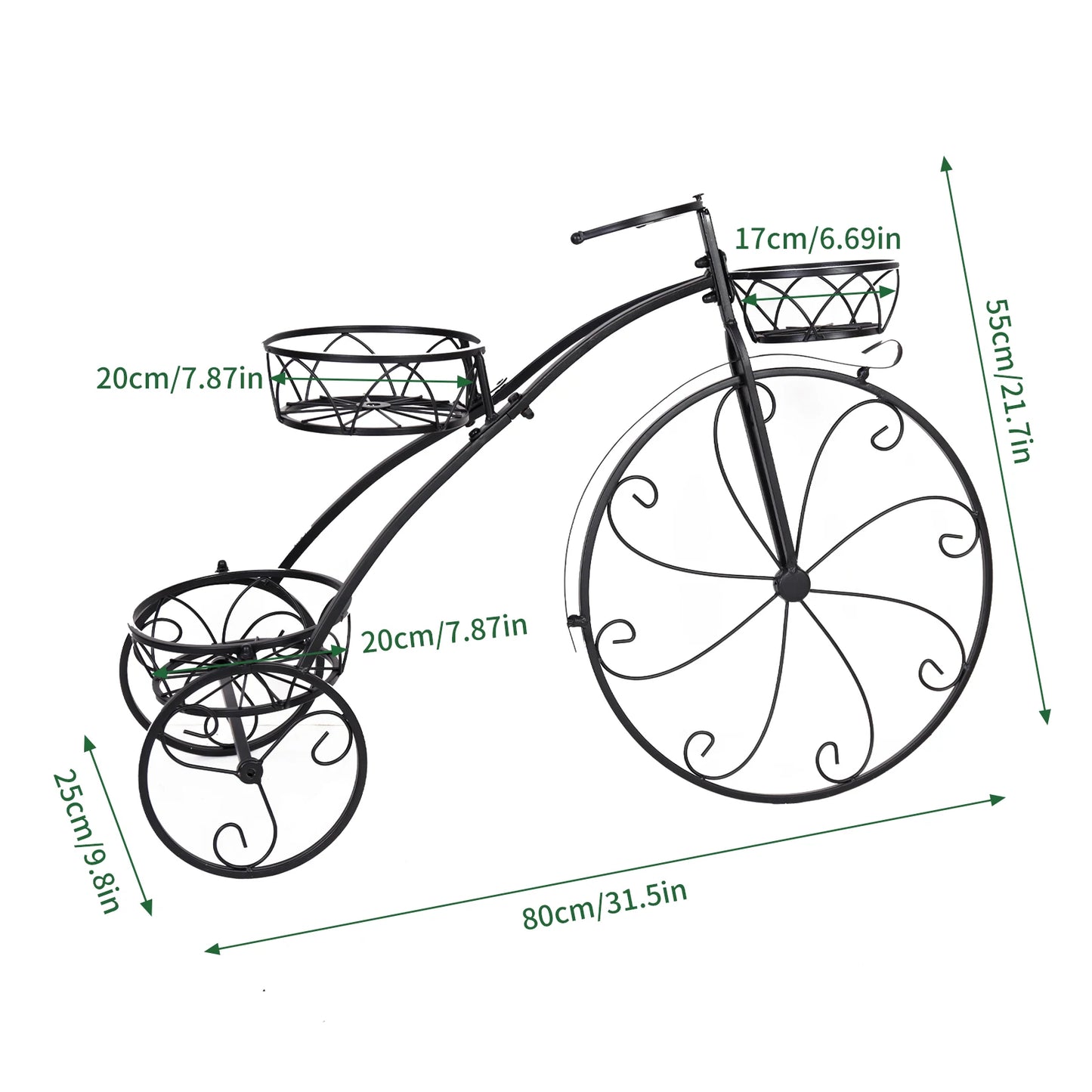 Indoor Outdoor 3 Tiers Iron Garden Flower Stand Bicycle Shape Plant Rack Shelf