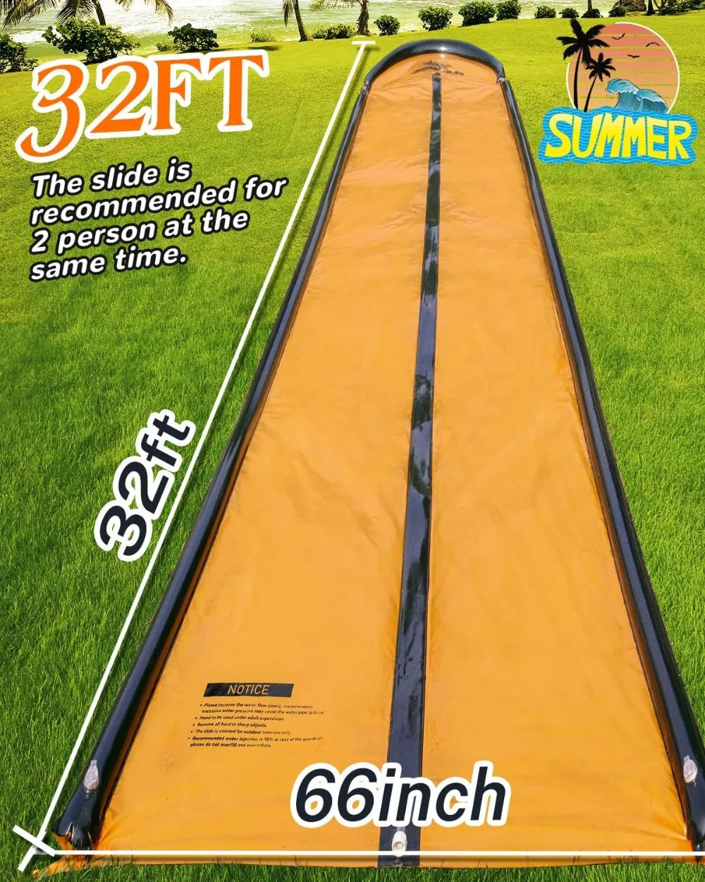 32ft Slip Water Slide for Kids & Adults, Extra Long Backyard Water Slide with Pool and 2 Inflatable Bodyboards, Summer Outdoor Water Toys