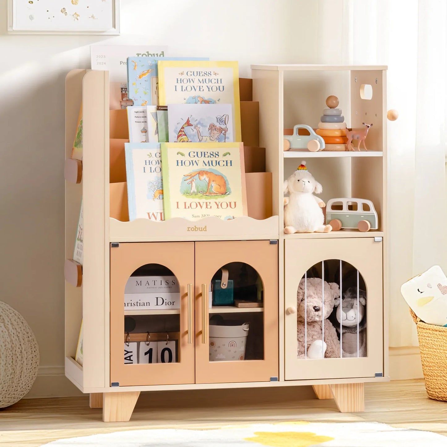Robotime Robud 6 In 1 Kids Toy Storage Organizer Cubby Bookcases