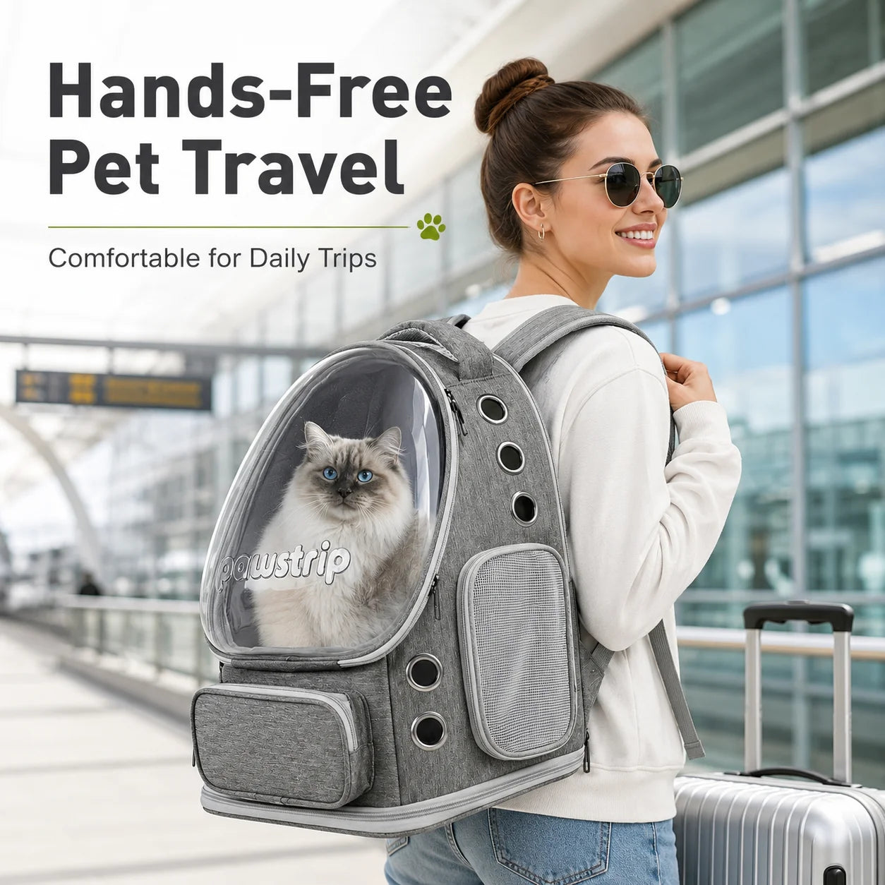 Breathable Nylon Cat Backpack With Transparent Bubble Window Design