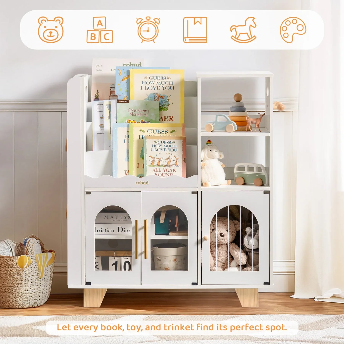 Robotime Robud 6 In 1 Kids Toy Storage Organizer Cubby Bookcases