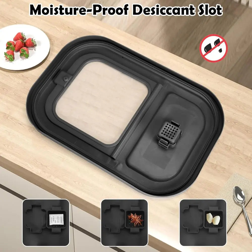 Large Collapsible Pet Food Storage Container with Airtight Lid, Wheels, Handle, and Measuring Cup for Dogs and Cats (Black)