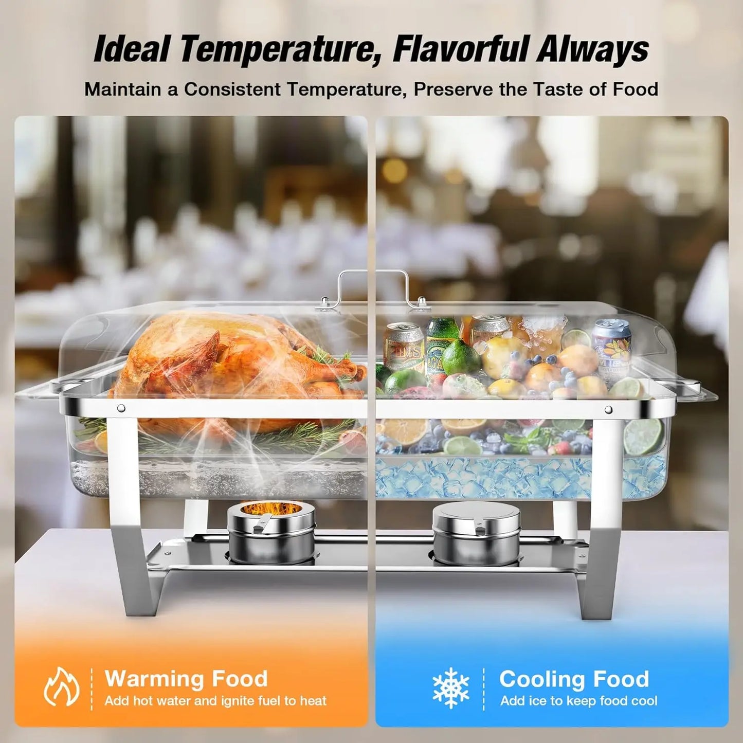 Stainless Steel Chafing Dish Buffet Set With Lids And Holders