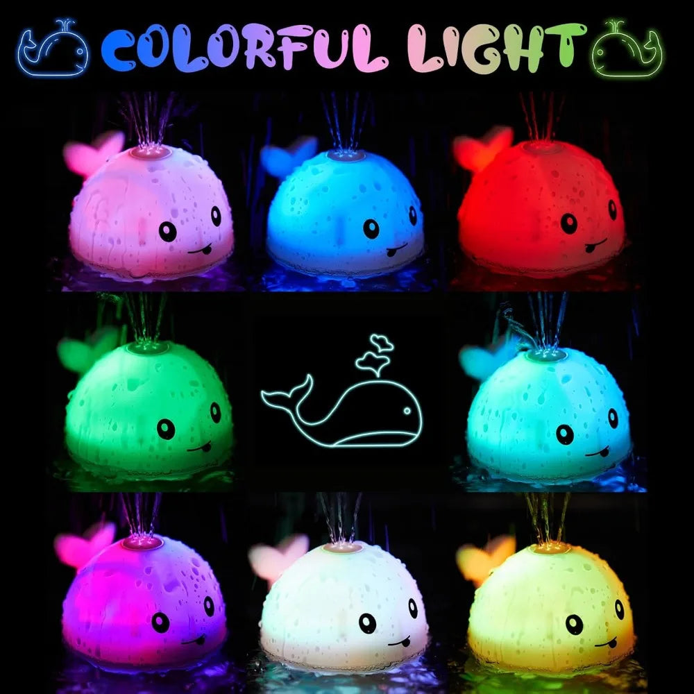 Baby Bath Toys, Light Up Whale Sprinkler for Toddlers 1-3, Rechargeable Water Toys for Pool, Bathtub, Beach
