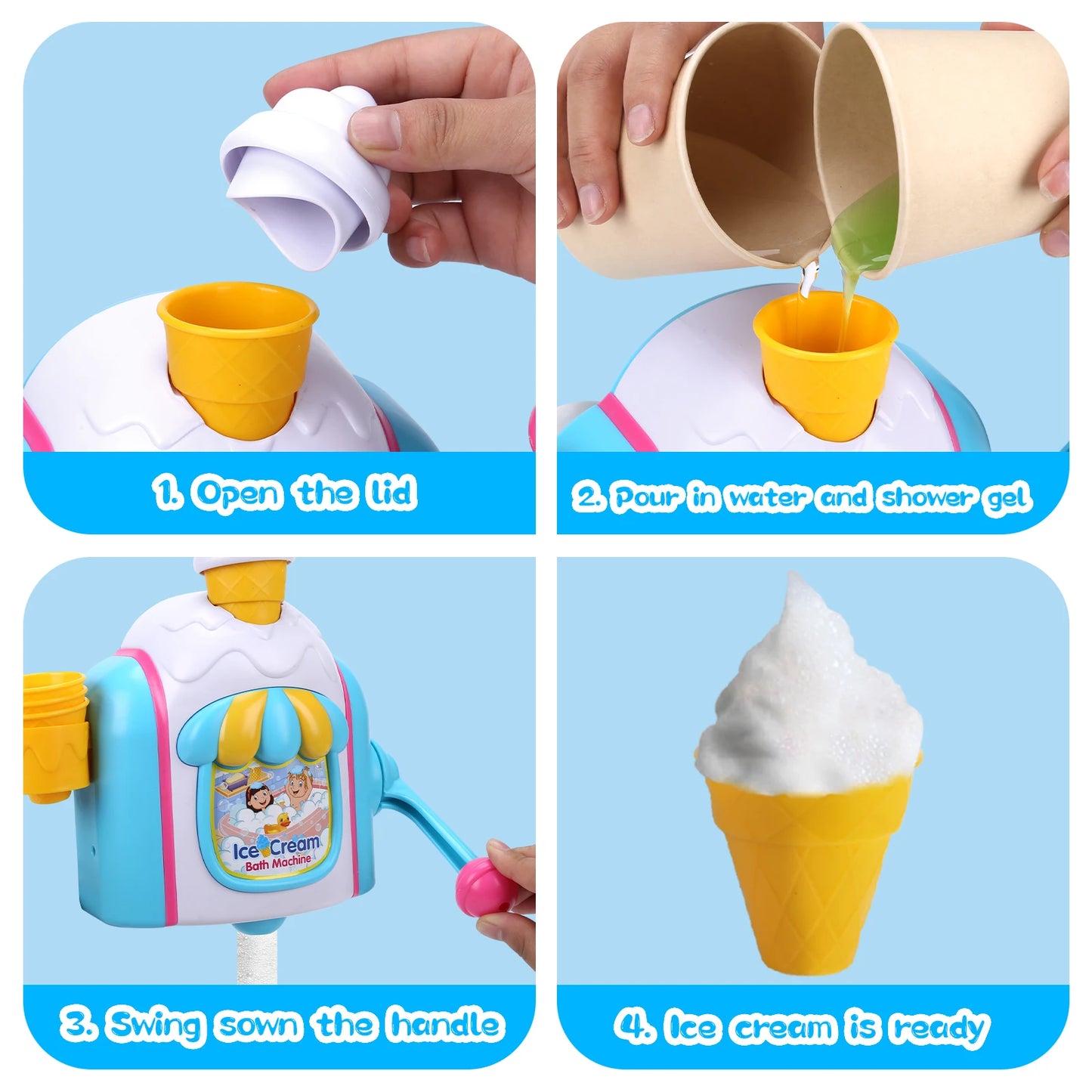 Bath Toys Bubble Ice Cream Bath Machine Toy Candy Color Bathtub Toys for Girls Boys Holiday Birthday Shower Gifts