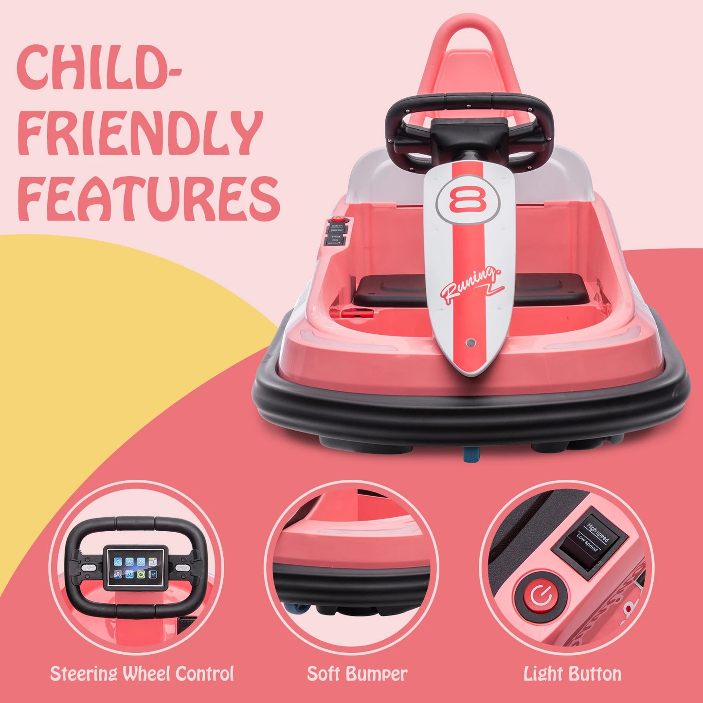 Studyset Toddler Bumper Car 6V Ride On 1.9 MPH Lights