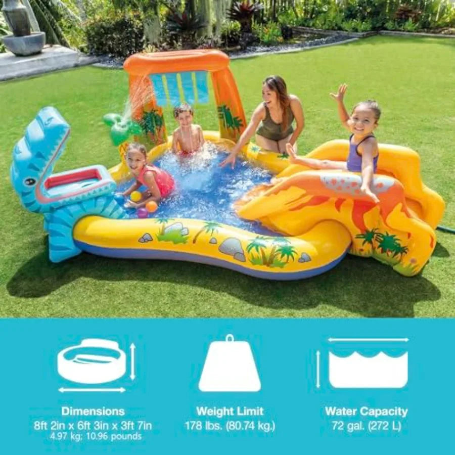Inflatable Dinosaur Water Park Play Center With Slide And Sprayer