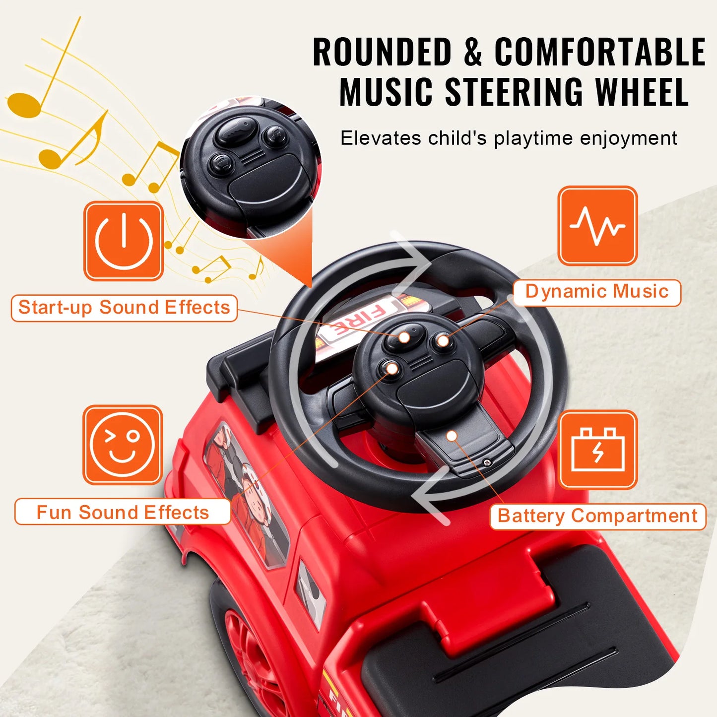 SucceBuy Ride On Push Car For Toddlers With Music Steering