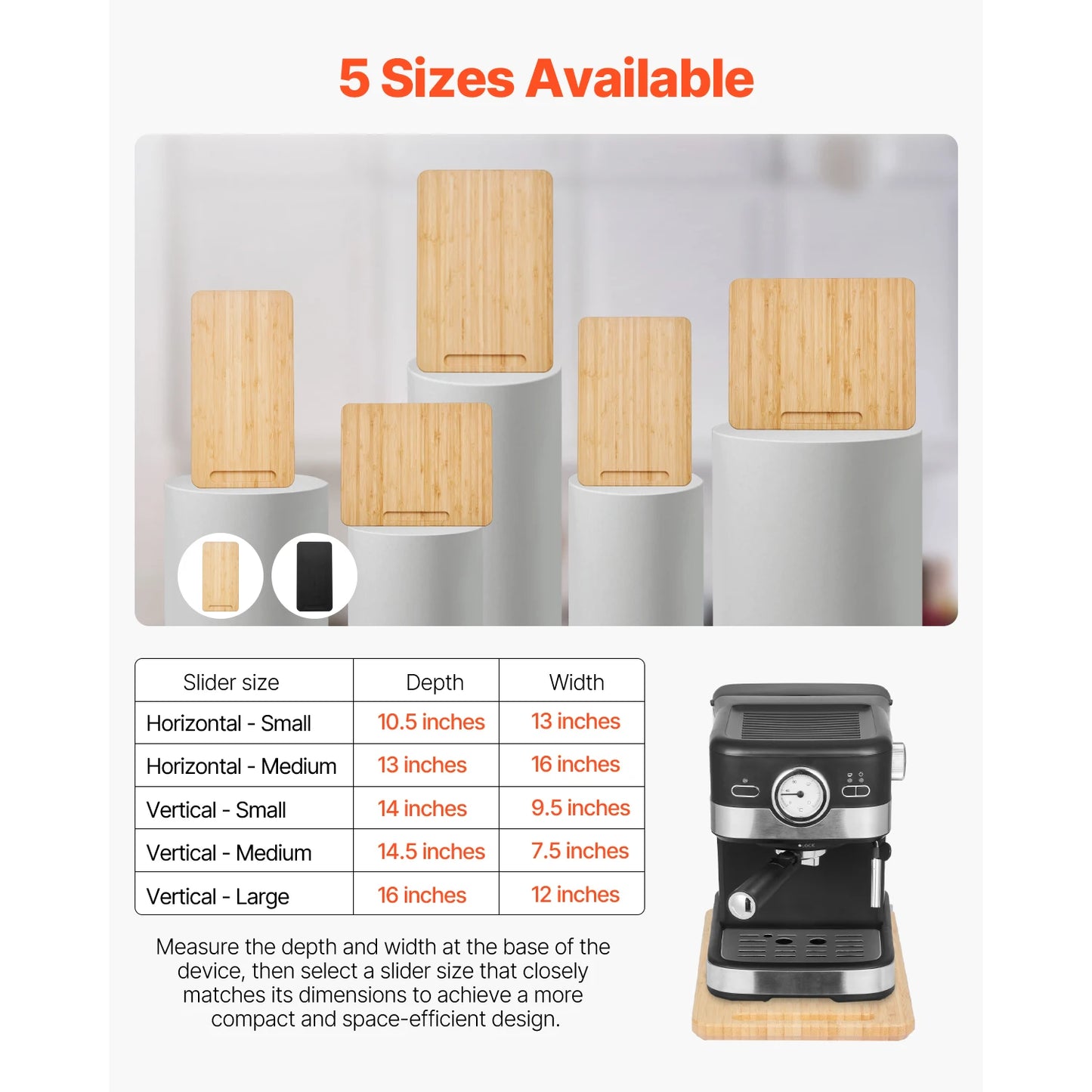 SucceBuy Muti-Size Kitchen Appliance Sliding Tray with Silent Wheels Below Cabinet Appliance Rolling Tray for Coffee