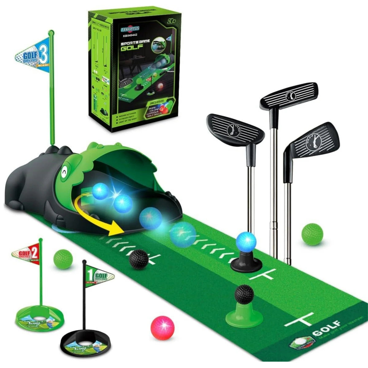 VATOS Night Light Golf Balls Kids Toy Set Auto Return